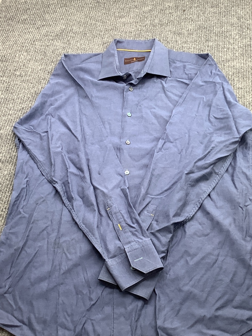 Robert Talbott Men's Solid Navy Blue Long-Sleeve Dress Shirt